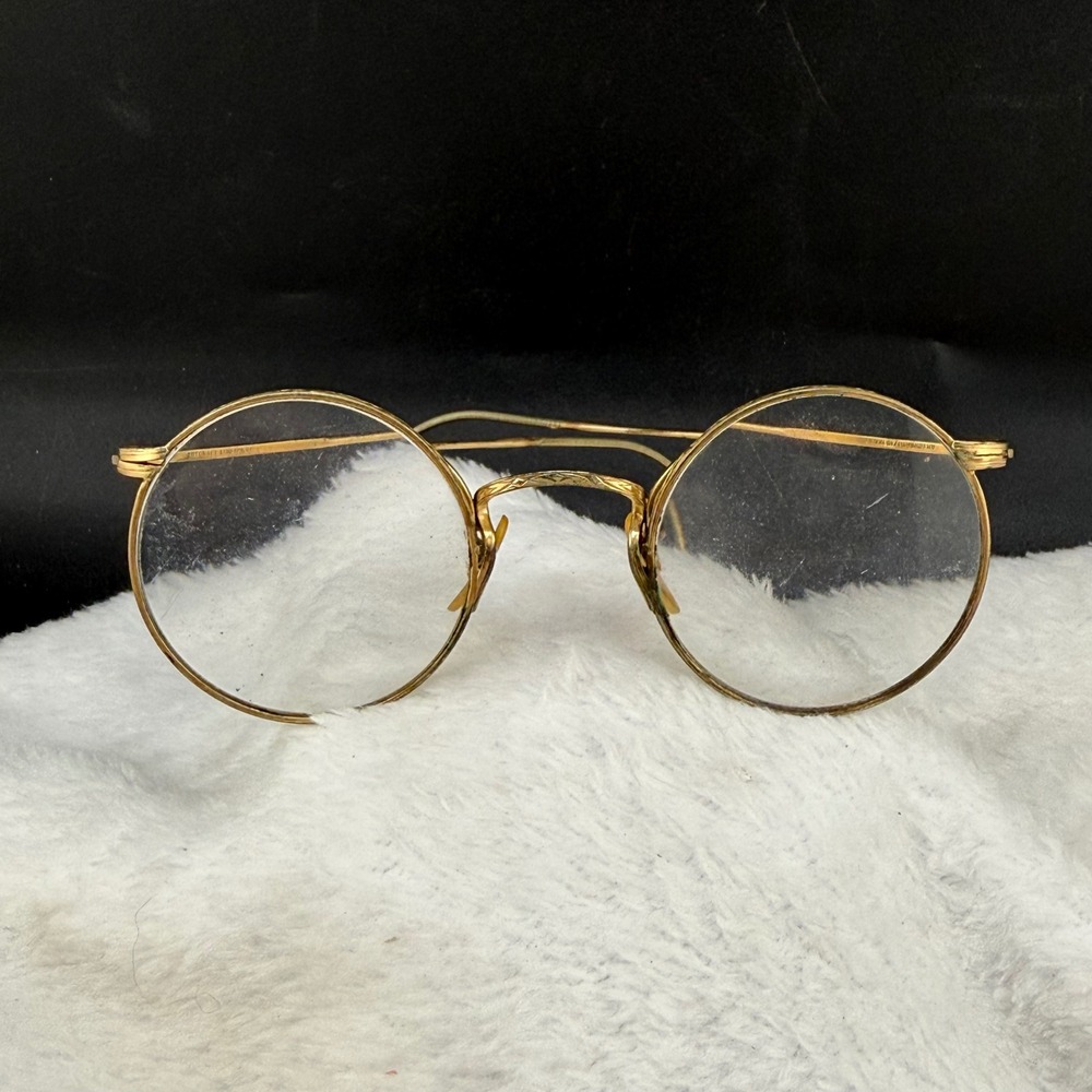 Vintage ArtCraft Eyeglasses Gold Filled Round Engraved Ful-Vue Frames